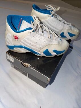 Jordan White and Blue Low-Top Basketball Sneakers
